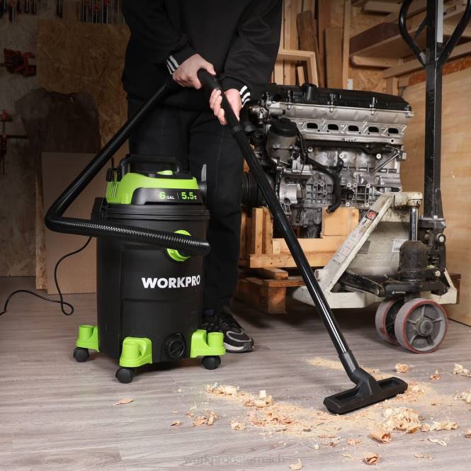 Werkstattstaubsauger mit 6 Gallonen und 5,5 PS Spitzenleistung, Hepa-Filterschlauch und Zubehör WORKPRO V02J215 hilfreich Werkzeug