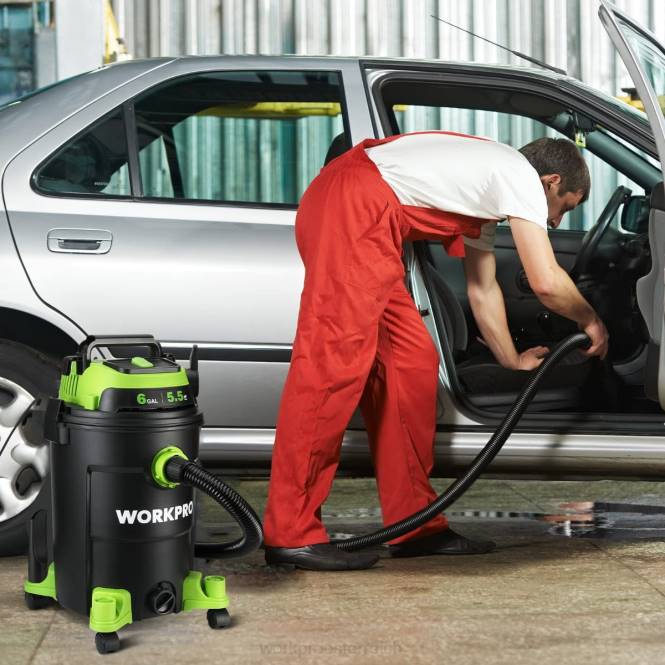 Werkstattstaubsauger mit 6 Gallonen und 5,5 PS Spitzenleistung, Hepa-Filterschlauch und Zubehör WORKPRO V02J215 hilfreich Werkzeug