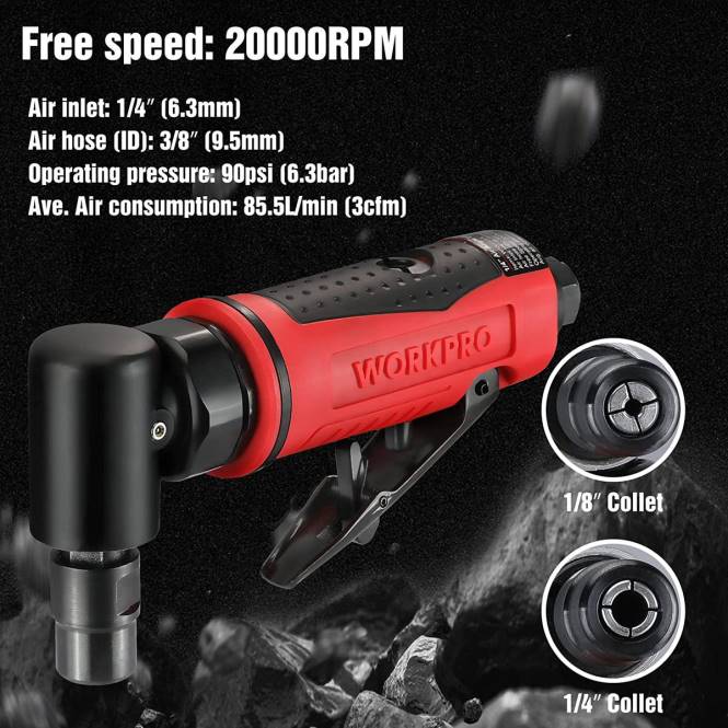 Druckluft-Winkelschleifer 1/4-Zoll pneumatischer Winkelschleifer-Satz WORKPRO V02J180 morden Werkzeug