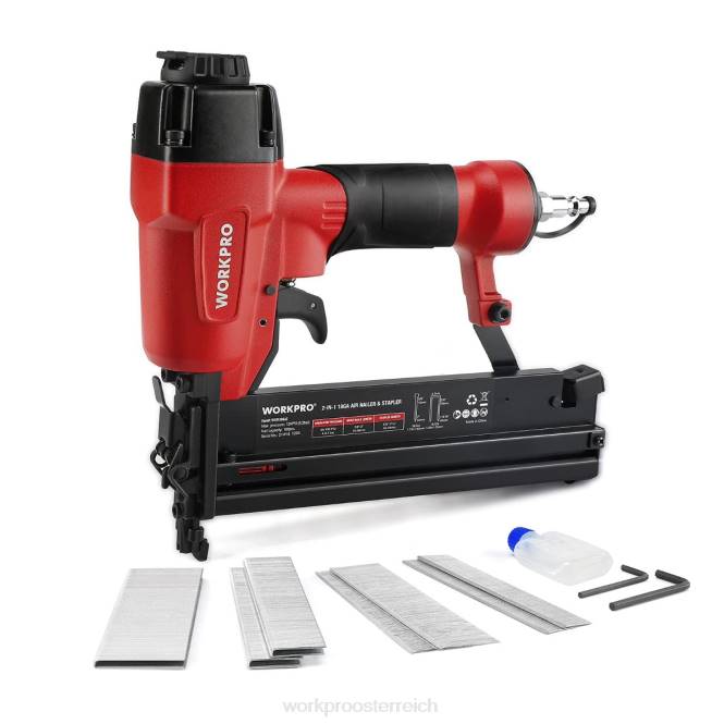 pneumatischer 2-in-1-Bradnagler mit 400 Stück Nägeln/300 Stück Heftklammern WORKPRO V02J181 morden Werkzeug