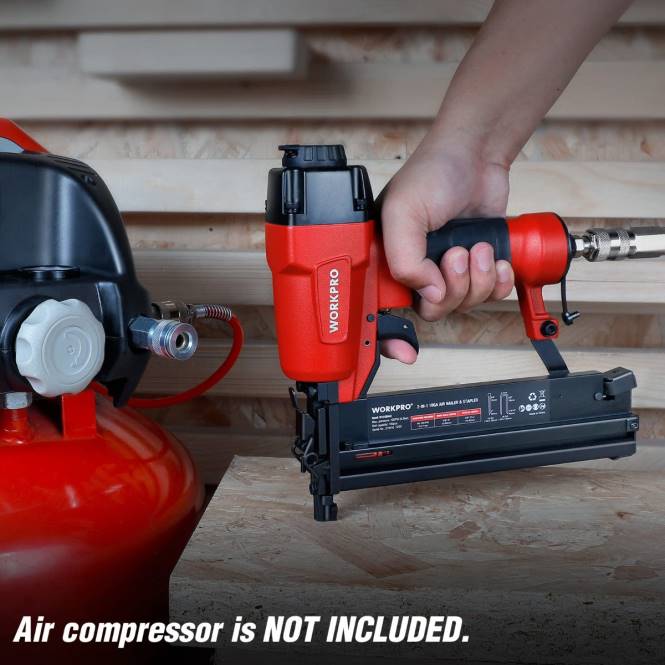 pneumatischer 2-in-1-Bradnagler mit 400 Stück Nägeln/300 Stück Heftklammern WORKPRO V02J181 morden Werkzeug