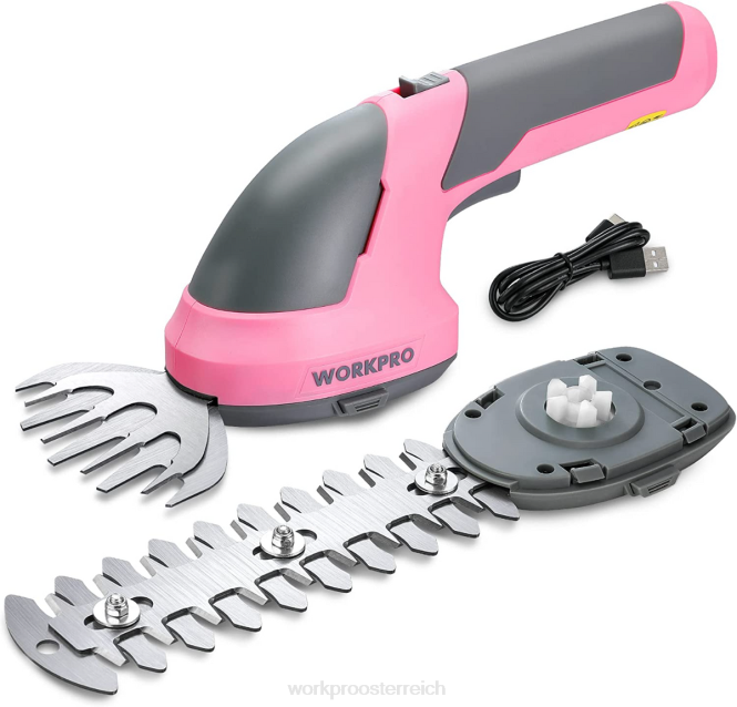 2-in-1-Hand-7,2-V-Elektro-Akku-Gebüschschneider, Heckenschere/Grasschneider WORKPRO V02J269 rosa/grün/weiß Werkzeug