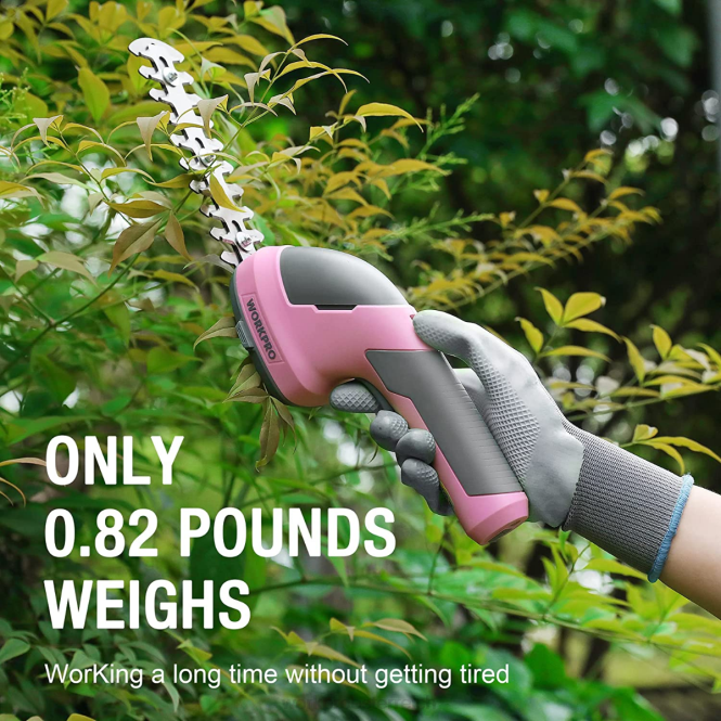2-in-1-Hand-7,2-V-Elektro-Akku-Gebüschschneider, Heckenschere/Grasschneider WORKPRO V02J269 rosa/grün/weiß Werkzeug