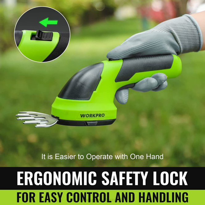 2-in-1-Hand-7,2-V-Elektro-Akku-Gebüschschneider, Heckenschere/Grasschneider WORKPRO V02J269 rosa/grün/weiß Werkzeug