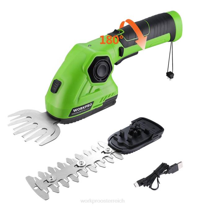 Akku-Grasschere und Strauchschneider 2-in-1-Handheckenschere 7,2 V elektrische Rasentrimmer-Heckenschere WORKPRO V02J297 Grün Weiß Werkzeug