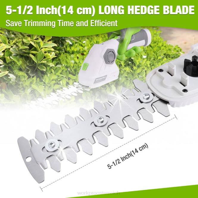 Akku-Grasschere und Strauchschneider 2-in-1-Handheckenschere 7,2 V elektrische Rasentrimmer-Heckenschere WORKPRO V02J297 Grün Weiß Werkzeug