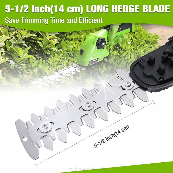 Akku-Grasschere und Strauchschneider 2-in-1-Handheckenschere 7,2 V elektrische Rasentrimmer-Heckenschere WORKPRO V02J297 Grün Weiß Werkzeug