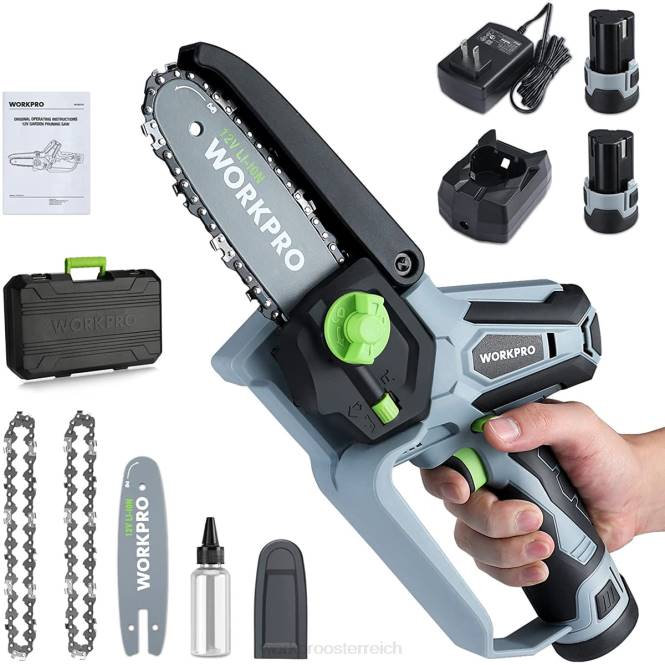Mini-Kettensäge, kabellose elektrische Kompakt-Kettensäge mit 2 Akkus, Ersatz-Führungsschiene und -kette WORKPRO V02J291 neu Werkzeug