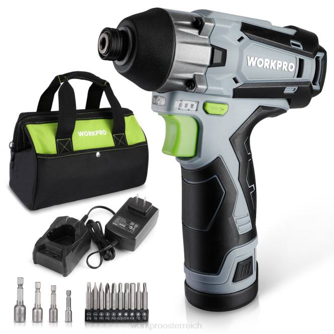 12-V-Akku-Schlagschrauber-Set, elektrischer Sechskant-Schlagbohrschrauber mit 2,0-Ah-Lithium-Ionen-Akku WORKPRO V02J190 neu Werkzeug