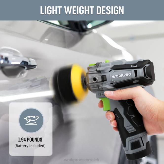 12-V-Akku-Polierer, Mini-Auto-Polier- und Schleifmaschinen-Set mit 2 Li-Ionen-Akkus WORKPRO V02J229 nützlich Werkzeug