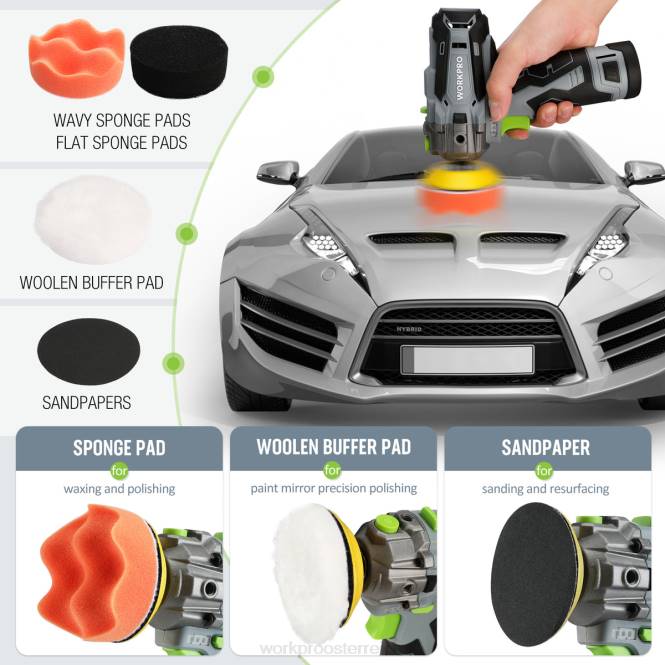 12-V-Akku-Polierer, Mini-Auto-Polier- und Schleifmaschinen-Set mit 2 Li-Ionen-Akkus WORKPRO V02J229 nützlich Werkzeug