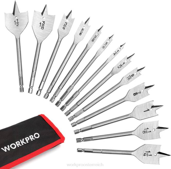 13-teiliges Spatenbohrer-Set aus SAE mit Nylon-Aufbewahrungstasche WORKPRO V02J211 hilfreich Werkzeug