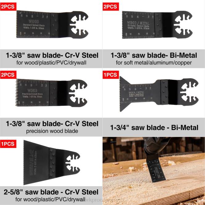 25 Stück oszillierende Sägeblätter, Schneidmesser, universelles Multitool-Zubehör zum Schleifen, Schleifen und Schneiden WORKPRO V02J200 morden Werkzeug