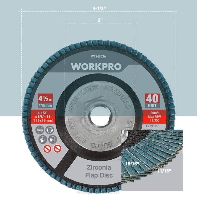 5er-Pack Fächerschleifscheibe aus Zirkonoxid, Winkelschleifer-Schleifscheibe, 4-1/2-Zoll-Schleifscheiben WORKPRO V02J206 nützlich Werkzeug