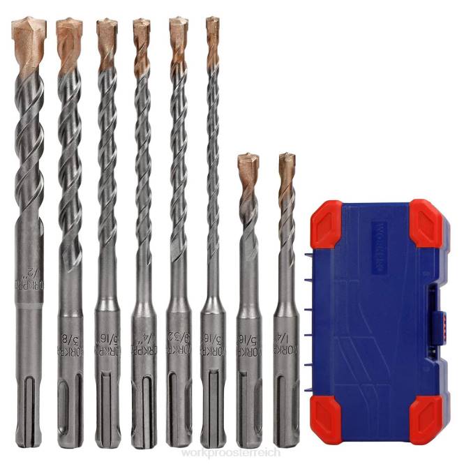 8-teiliges SDS-Plus-Bohrer-Set, Hartmetallspitze, SDS+-Bohrhammer-Bohrer-Set mit Aufbewahrungskoffer für Ziegel, Zement, Stein und Beton WORKPRO V02J205 nützlich Werkzeug