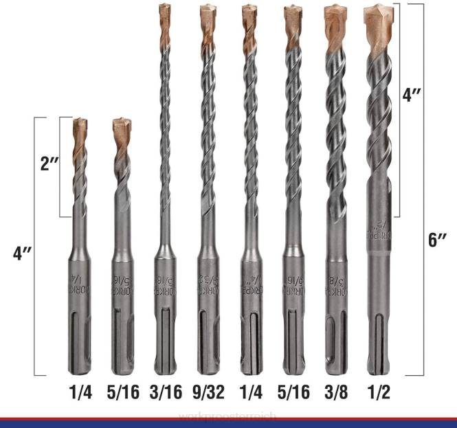 8-teiliges SDS-Plus-Bohrer-Set, Hartmetallspitze, SDS+-Bohrhammer-Bohrer-Set mit Aufbewahrungskoffer für Ziegel, Zement, Stein und Beton WORKPRO V02J205 nützlich Werkzeug