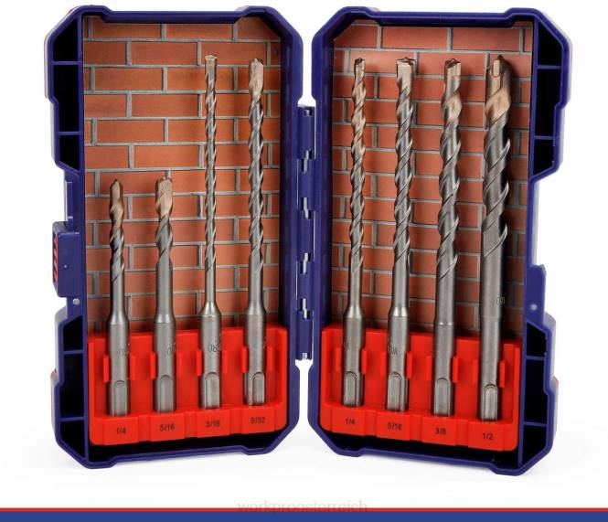 8-teiliges SDS-Plus-Bohrer-Set, Hartmetallspitze, SDS+-Bohrhammer-Bohrer-Set mit Aufbewahrungskoffer für Ziegel, Zement, Stein und Beton WORKPRO V02J205 nützlich Werkzeug