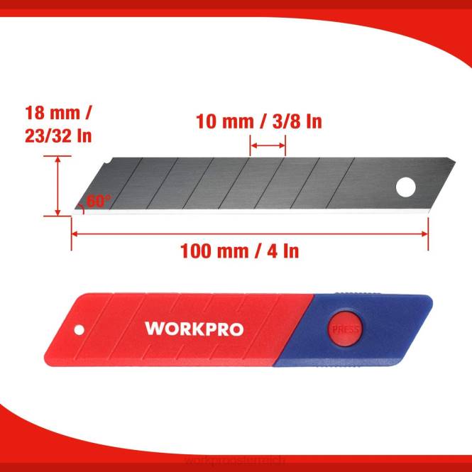 18 mm Abbrechklingen, Ersatzklinge aus SK5-Stahl, passend für 100 Stück WORKPRO V02J53 nützlich Werkzeug