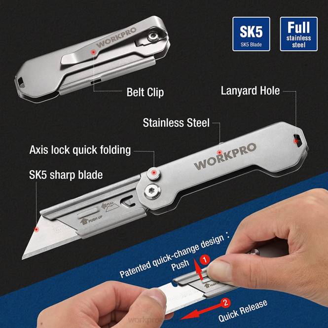 3-teiliges Klappmesser-Set mit Schnellwechselklingen für Teppichmesser WORKPRO V02J43 hilfreich Werkzeug