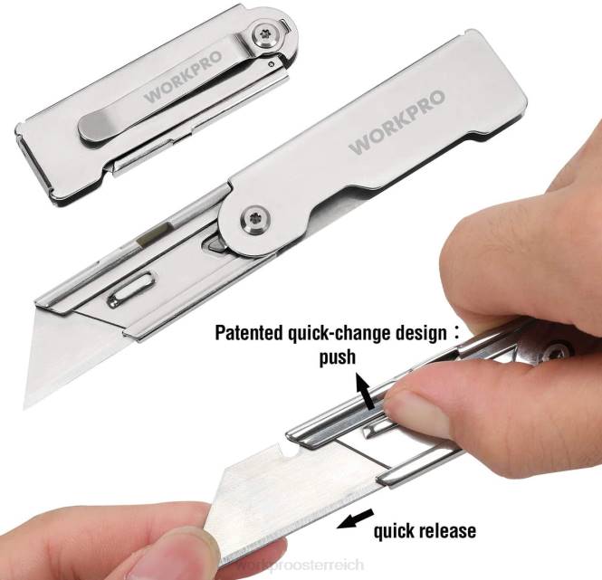 3-teiliges Schnellwechsel-Taschenmesser-Set mit Gürtelclip WORKPRO V02J45 morden Werkzeug