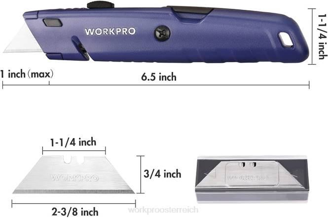 Einziehbares Universalmesser mit zusätzlicher Klingenaufbewahrung, 2er-Pack Schnellwechselmesser WORKPRO V02J56 morden Werkzeug
