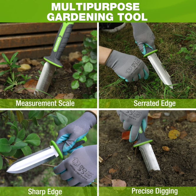 Gartenmesser mit Oxford-Scheide, Klinge aus rostfreiem Stahl mit Schneide WORKPRO V02J283 grün/rosa Werkzeug