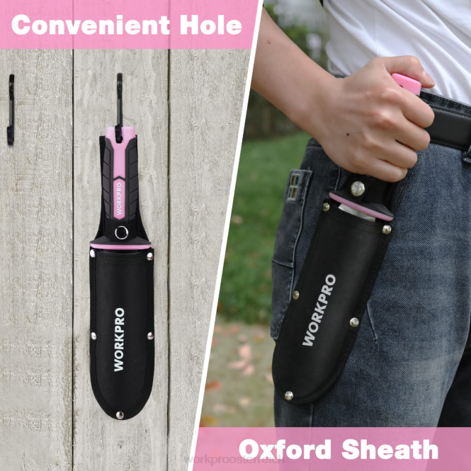 Gartenmesser mit Oxford-Scheide, Klinge aus rostfreiem Stahl mit Schneide WORKPRO V02J283 grün/rosa Werkzeug