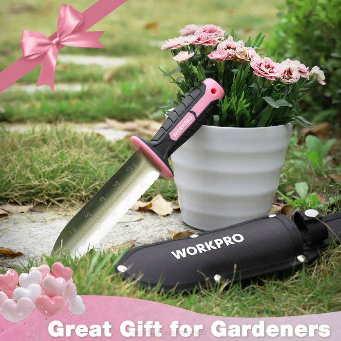 Gartenmesser mit Oxford-Scheide, Klinge aus rostfreiem Stahl mit Schneide WORKPRO V02J283 grün/rosa Werkzeug