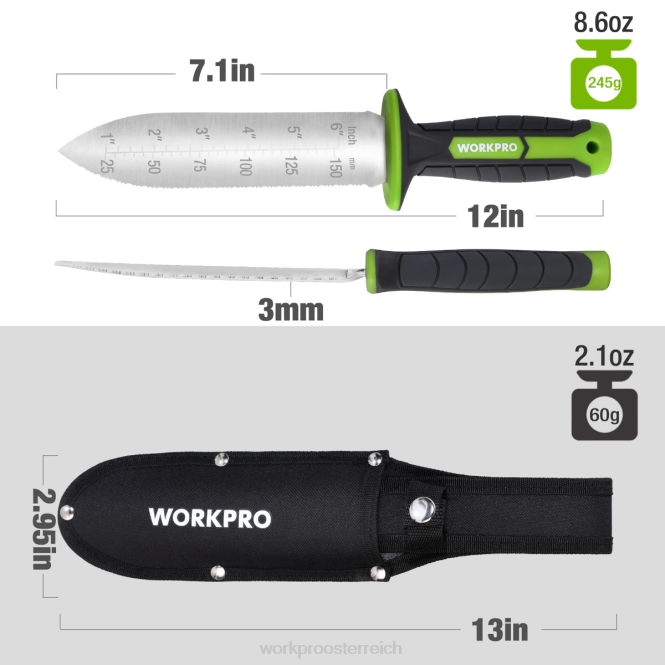 Gartenmesser mit Oxford-Scheide, Klinge aus rostfreiem Stahl mit Schneide WORKPRO V02J283 grün/rosa Werkzeug