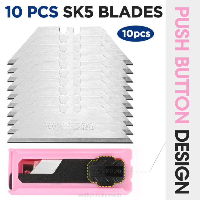 Klappbares Allzweckmesser aus Aluminium, inklusive 10 Ersatzklingen WORKPRO V02J54 Rosa Werkzeug