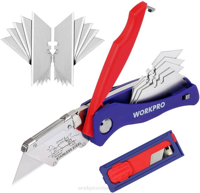 Klappbares Allzweckmesser mit Back-Lock-Schnellwechsel-Kistenschneider mit Gürtelclip WORKPRO V02J46 morden Werkzeug