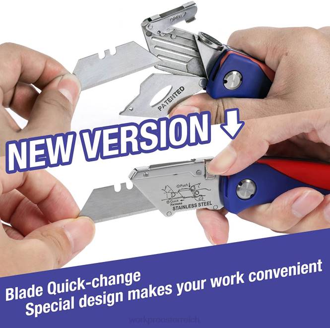 Klappbares Allzweckmesser mit Back-Lock-Schnellwechsel-Kistenschneider mit Gürtelclip WORKPRO V02J46 morden Werkzeug