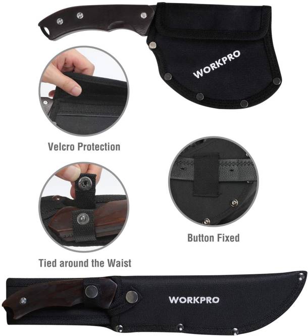 Kombiset aus Vollerl-Holzgriffaxt und feststehendem Messer mit Nylonscheide WORKPRO V02J48 nützlich Werkzeug