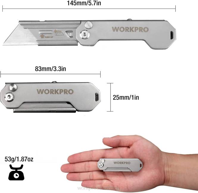 Schnellwechselbares, faltbares Taschenmesser, Mini-Klappmesser aus Edelstahl mit Gürtelclip WORKPRO V02J47 neu Werkzeug