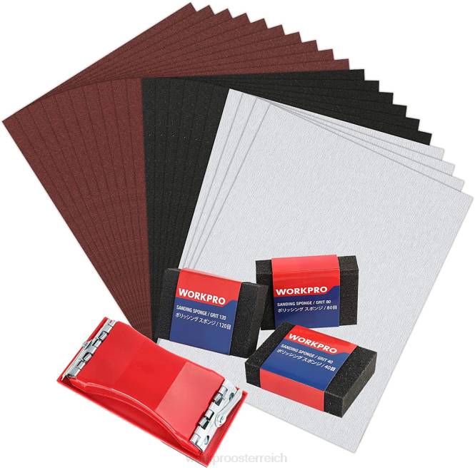 24 Packungen Schleifpapier 80–600, verschiedene Körnungen, mit Halter WORKPRO V02J150 hilfreich Werkzeug