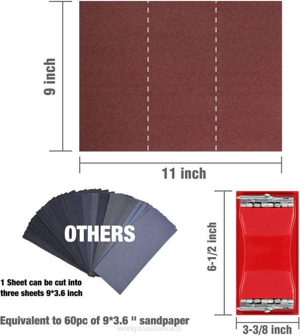 24 Packungen Schleifpapier 80–600, verschiedene Körnungen, mit Halter WORKPRO V02J150 hilfreich Werkzeug