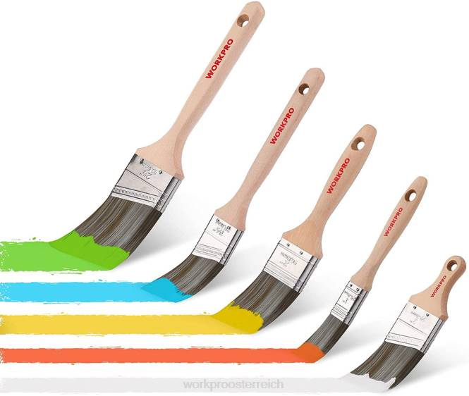 Pinsel-Set, 5-teilig, professionelle Flach- und Winkelpinsel mit Holzgriff WORKPRO V02J151 morden Werkzeug