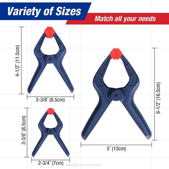 16-teiliges Nylon-Federklemmen-Set für Holzbearbeitungs-Fotostudios und Heimwerkerarbeiten WORKPRO V02J119 Blau Werkzeug
