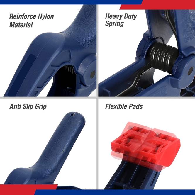16-teiliges Nylon-Federklemmen-Set für Holzbearbeitungs-Fotostudios und Heimwerkerarbeiten WORKPRO V02J119 Blau Werkzeug