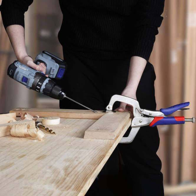 Stirnklemme, Metall-Taschenlochklemme für Holzbearbeitung und Schablonen-Taschenloch WORKPRO V02J116 morden Werkzeug