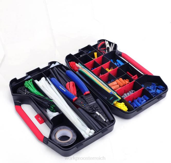 582 Stück Crimpklemmen, Drahtverbinder, Schrumpfschlauch, elektrisches Reparaturset mit Drahtschneider und Abisolierer WORKPRO V02J152 nützlich Werkzeug