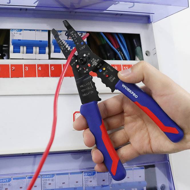 8-Zoll-Abisolierzange, Multifunktions-Drahtschneider zum Abisolieren, Schneiden und Crimpen WORKPRO V02J158 nützlich Werkzeug