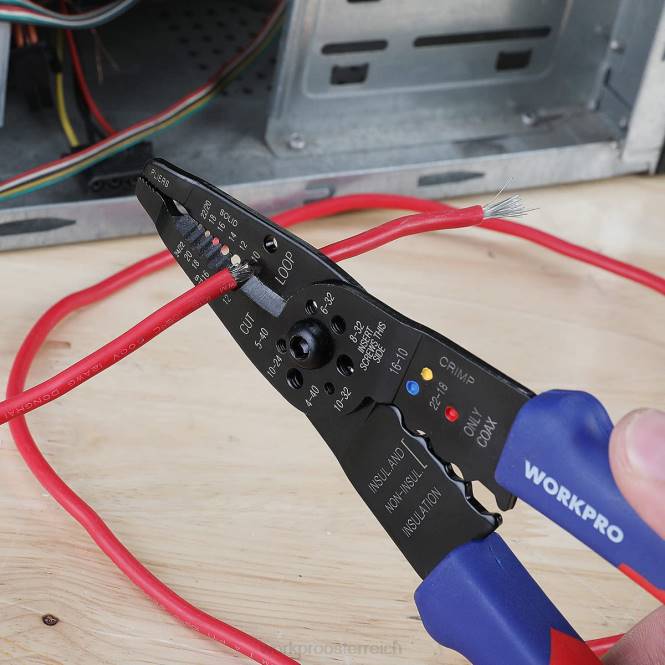 8-Zoll-Abisolierzange, Multifunktions-Drahtschneider zum Abisolieren, Schneiden und Crimpen WORKPRO V02J158 nützlich Werkzeug