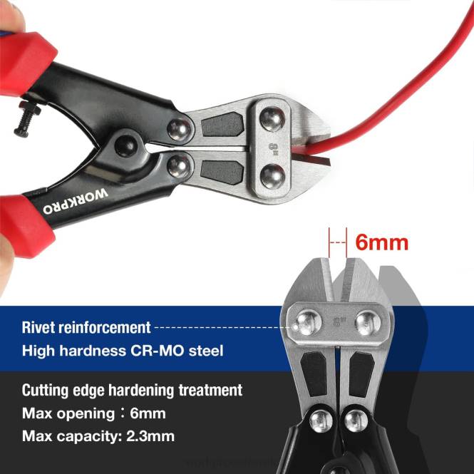 Mini-Bolzenschneider 8 Zoll/210 mm, kleiner Bolzenschneider aus Cr-Mo WORKPRO V02J157 morden Werkzeug