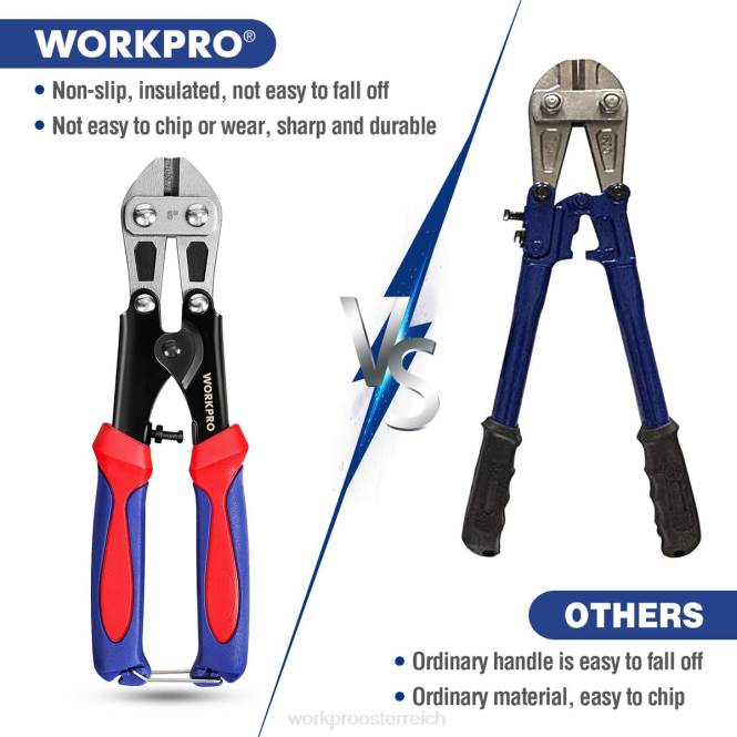 Mini-Bolzenschneider 8 Zoll/210 mm, kleiner Bolzenschneider aus Cr-Mo WORKPRO V02J157 morden Werkzeug