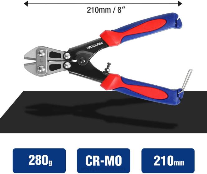 Mini-Bolzenschneider 8 Zoll/210 mm, kleiner Bolzenschneider aus Cr-Mo WORKPRO V02J157 morden Werkzeug