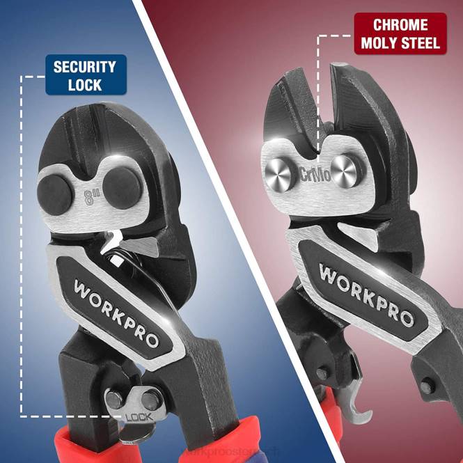Mini-Bolzenschneider mit Sicherheitsverriegelung und effizienterer Hebelwirkung WORKPRO V02J154 morden Werkzeug