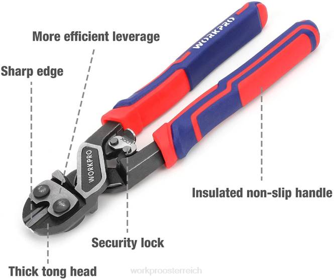 Mini-Bolzenschneider mit Sicherheitsverriegelung und effizienterer Hebelwirkung WORKPRO V02J154 morden Werkzeug