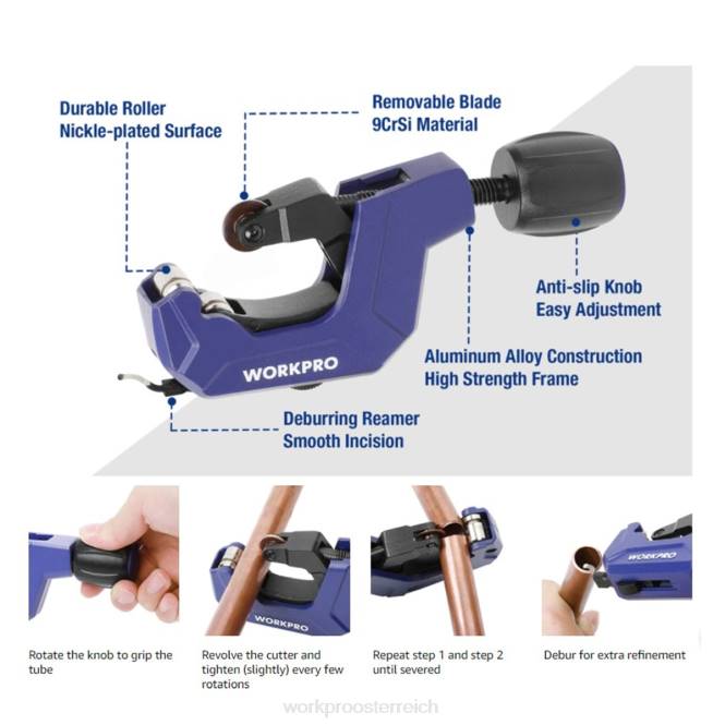 Rohrschneider, 1/8 bis 1-1/8 Zoll Rohrschneider, robuster Rohrschneider für dünne Kupfer-PVC-Aluminiumrohre WORKPRO V02J153 nützlich Werkzeug