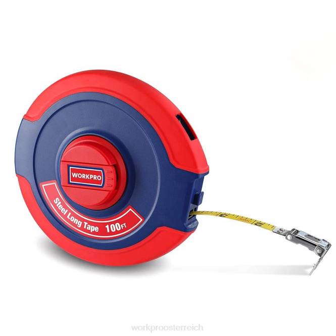 100-Fuß-Maßband, langes Stahlband mit geschlossener Spule und klappbarem Griff, stoßfestes Gehäuse WORKPRO V02J106 neu Werkzeug
